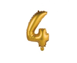 Balon foliowy "Cyfra 4", złota, matowa, 35 cm