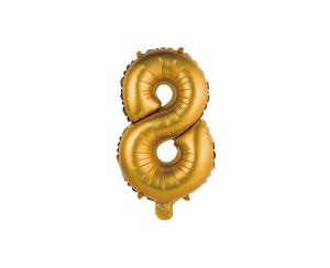 Balon foliowy "Cyfra 8", złota, matowa, 35 cm