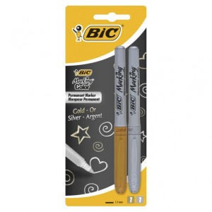 BIC Marking Metallic Ink Marker Złoty i Srebrny Blister 2 szt