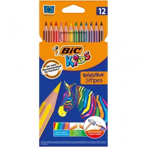 BIC Kids Eco Evolution Stripes Kredki ołówkowe 12 kolorów