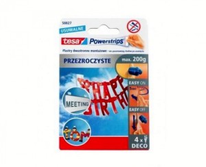 PLASTRY SAMOPRZYLEPNE POWERSTRIPS DECOTESA PRZEŹROCZYSTE 4szt.BLISTER