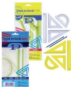 ZESTAW KREŚLARSKI PRATEL KOLOR Z LINIJKĄ 16cm ETUI