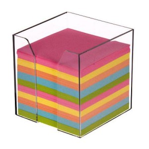 POJEMNIK PLASTIKOWY 85X85X85MM KARTKI KOLOROWE