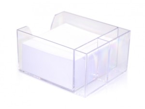 POJEMNIK PLASTIKOWY 85X85X50MM KARTKI BIAŁE HS0015