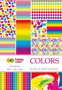 BLOK Z MOTYWAMI COLORS 80G/M2 A4 15K. HAPPY COLOR