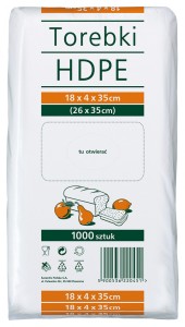 Torebki spożywcze SARANTIS, HDPE, 18x4x35cm, 1000 szt., transparentne