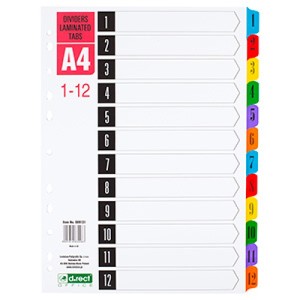 PRZEKŁADKI A4 1-12 NUMEROWANE LAMIN.INDEKS 39552