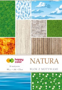 BLOK Z MOTYWAMI NATURA 80G/M2 A4 15K. HAPPY COLOR