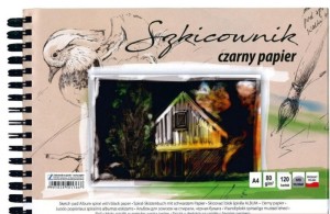 SZKICOWNIK NA SPIRALI A4 120K.CZARNY PAPIER