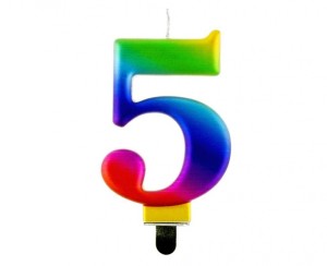 ŚWIECZKA B&C CYFERKA "5" GALAXY 8CM