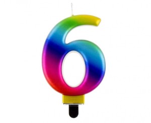 ŚWIECZKA B&C CYFERKA "6" GALAXY 8CM