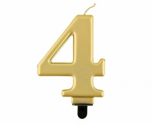 ŚWIECZKA B&C CYFERKA 4 METALIK ZŁOTA 8CM