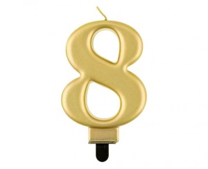 ŚWIECZKA CYFERKA 8 METALIK ZŁOTA 8CM
