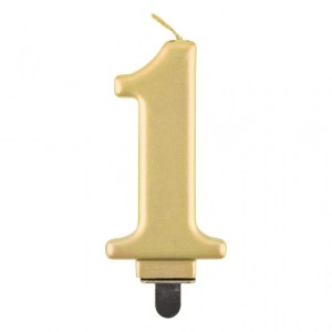 ŚWIECZKA B&C CYFERKA 1 METALIK ZŁOTA 8CM