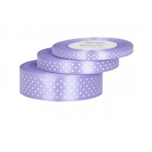 Wstążka satynowa w kropki 12mm/22mb wrzosowa