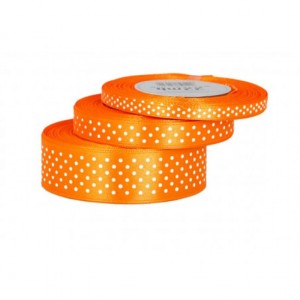 Wstążka satynowa w kropki 25mm/22mb pomarańczowa