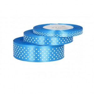 Wstążka satynowa w kropki 25mm/22mb niebieska