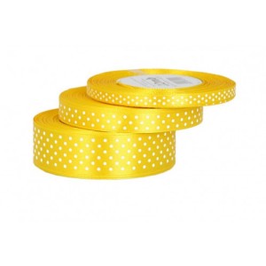 Wstążka satynowa w kropki 6mm/22mb żółta