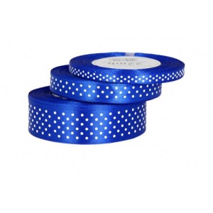 Wstążka satynowa w kropki 6mm/22mb chabrowa