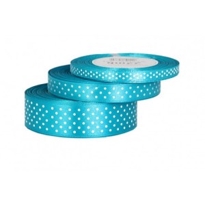 Wstążka satynowa w kropki 6mm/22mb turkusowa