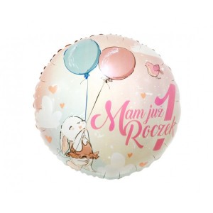 BALON FOLIOWY MAM JUŻ 1 ROCZEK 18" KRÓLICZEK