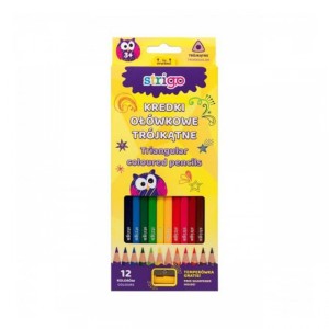 KREDKI OŁÓWKOWE TRÓJKĄTNE 12 SZT.+TEMPERÓWKA