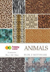 BLOK Z MOTYWAMI ANIMALS 80G/M2 A4 15K. HAPPY COLOR