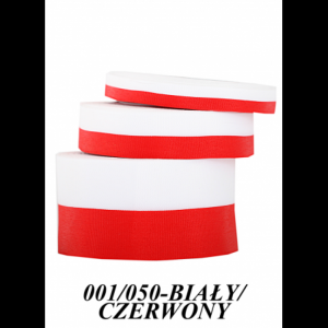 Wstążka satynowa biało-czerwona, 12mm/22mb