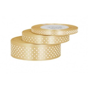 Wstążka satynowa w kropki 25mm/22mb złota