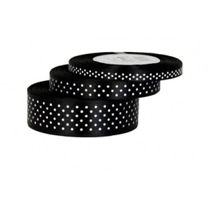 Wstążka satynowa w kropki 6mm/22mb czarna