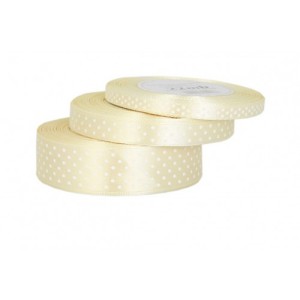 Wstążka satynowa w kropki 6mm/22mb kremowa