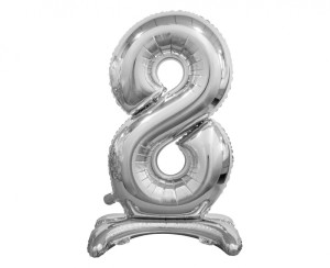 BALON FOLIOWY B&C "CYFRA STOJĄCA 8" SREBRNA 74CM