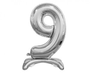 BALON FOLIOWY B&C "CYFRA STOJĄCA 9" SREBRNA 74CM