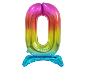 BALON FOLIOWY B&C "CYFRA STOJĄCA 0" TĘCZOWA 74CM