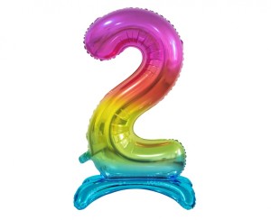 BALON FOLIOWY B&C "CYFRA STOJĄCA 2" TĘCZOWA 74CM