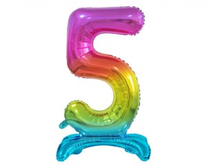 BALON FOLIOWY B&C "CYFRA STOJĄCA 5" TĘCZOWA 74CM