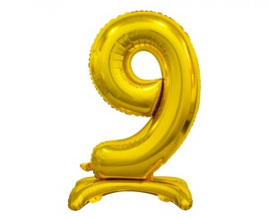 BALON FOLIOWY B&C "CYFRA STOJĄCA 9" ZŁOTA 74CM