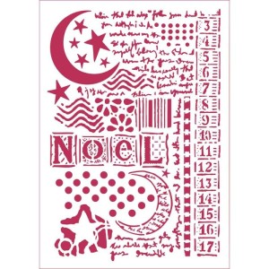 STAMP SZABLON 21x29,7cm NOEL KSIĘŻYC , GWIAZDY ...