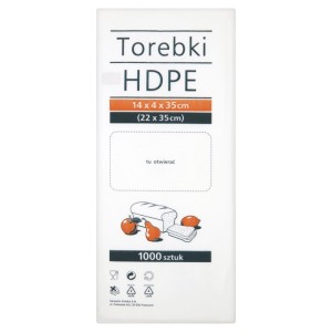 Torebki spożywcze SARANTIS, HDPE, 14x4x35cm, 1000 szt., transparentne