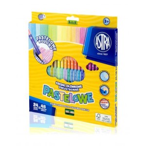 KREDKI OŁÓWKOWE DWUSTRONNE PASTELOWE 24=48KOL.
