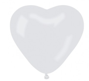 BALON CR PASTEL "SERCE BEZ NADRUKU" BIAŁY 50SZT.