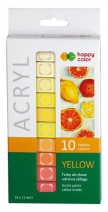 FARBA AKRYLOWA ZESTAW 10KOL.X12ML ODC.ŻÓŁTEGO HC