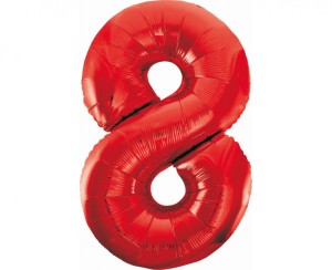 BALON FOLIOWY B&C CYFRA "8" CZERWONA 85CM
