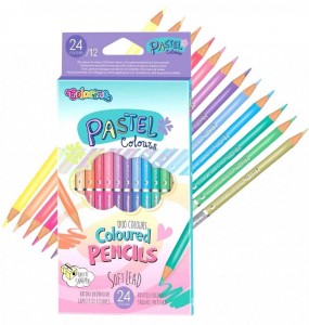 KREDKI OŁÓWKOWE 12/24 KOL.DWUSTRONNE PASTELOWE