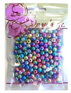 KORALE TĘCZOWE NIEB-ROZ-ZOLTY 8mm