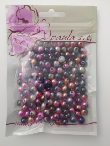 KORALE TĘCZOWE GRANAT-ROZOWO-SZARE 8mm