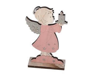 ANIOŁEK ZE ŚWIECZKĄ RÓŻOWY 19cm/12cm