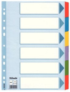Przekładki, kolr karton, karta opisowa Mylar A4 6