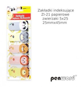 ZAKŁADKI IND.PAPIER.25X45MM 5X25K.ZI-21 ZWIERZAKI