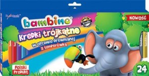 KREDKI BAMBINO TRÓJKĄTNE OPR.DREWN.24KOL.+TEMPER.